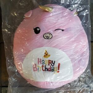 Happy Birthday Plush Pillow Soft Stuffed Animal Cute Unicorn